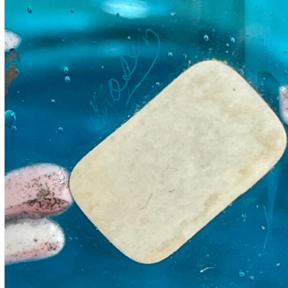 Vtg Signed Moser Art Glass Blue Coral Floral Vanity Jar with Lid Good Condition - Picture 9 of 12